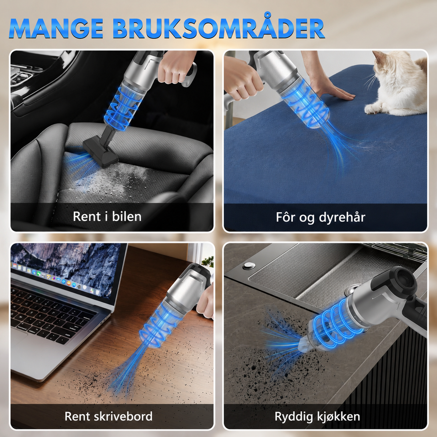 Suger, blåser, pumper opp og komprimerer