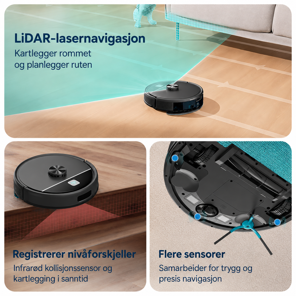 LiDAR-lasernavigasjon og fallsensorer i CTL01 Plus registrerer nivåforskjeller