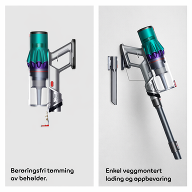 S15 med berøringsfri tømming og veggfeste for lading og oppbevaring